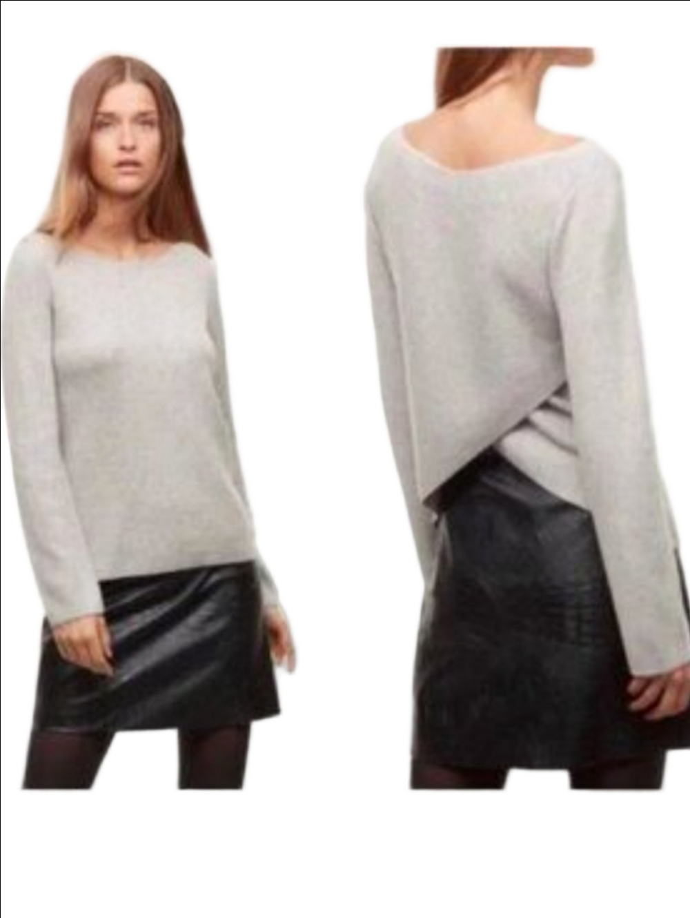 ARITZIA BABATON Kitano gray wool linin blend ribbed knit sweater